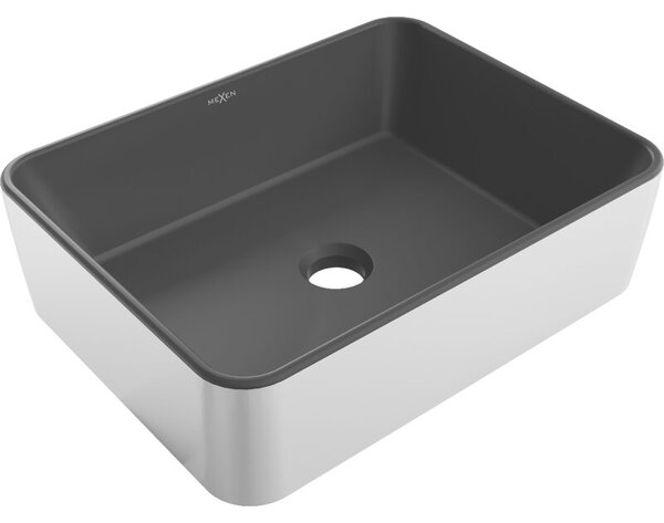 Mexen Catia umywalka nablatowa 48 x 37 cm, czarna mat/srebrna - 21314874