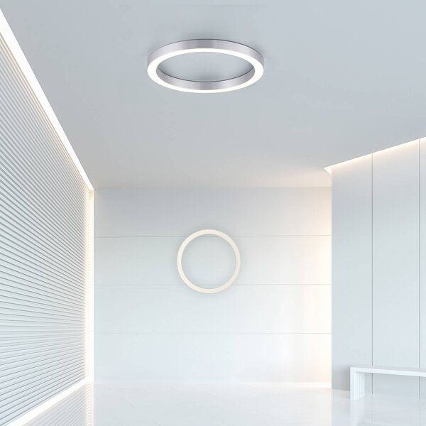 PURE Lampa sufitowa LED Lines Round, możliwość ściemniania, aluminiowy / szary / cynkowy, salon / jadalnia, aluminium, nowoczesny