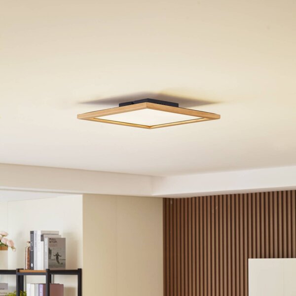 Lampa sufitowa LED Joren Lucande, możliwość ściemniania, jasne drewno, salon / jadalnia, drewno, dworkowy / rustykalny