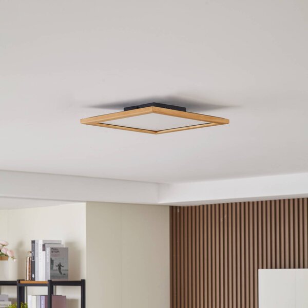 Lampa sufitowa LED Joren Lucande, możliwość ściemniania, jasne drewno, salon / jadalnia, drewno, dworkowy / rustykalny