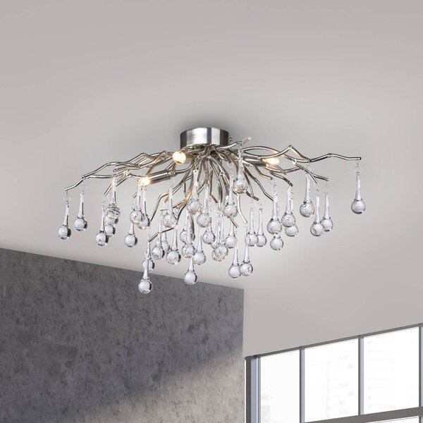 Paul Neuhaus Lampa sufitowa Icicle, aluminiowy / szary / cynkowy, salon / jadalnia, szkło