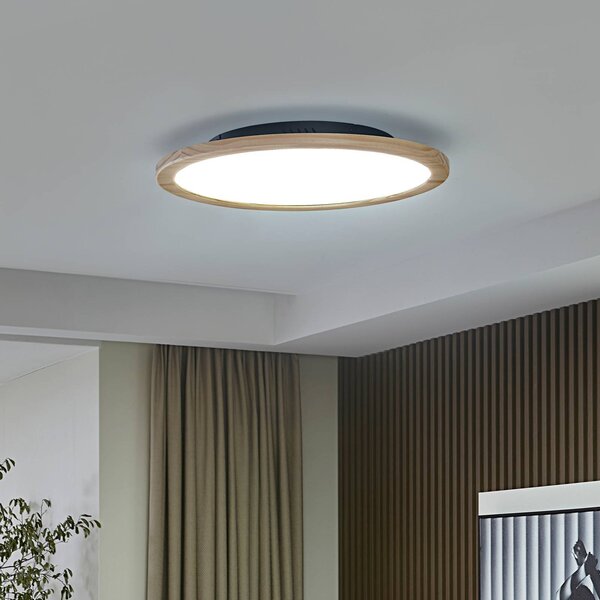 Lampa sufitowa LED Joren Lucande, możliwość ściemniania, jasne drewno, salon / jadalnia, drewno, dworkowy / rustykalny