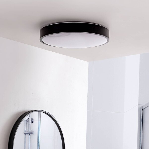 Lampa sufitowa LED Medon Lindby, czarny, łazienka, metal, nowoczesny