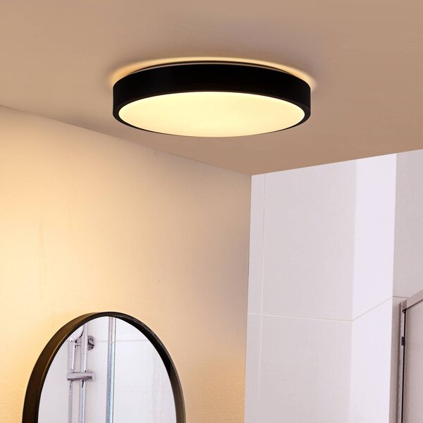 Lampa sufitowa LED Medon Lindby, czarny, łazienka, metal, nowoczesny