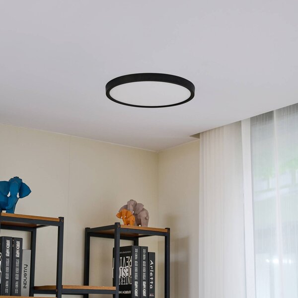 Lampa sufitowa LED Pravin Lindby, czarny, salon / jadalnia, tworzywo sztuczne, nowoczesny