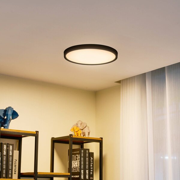 Lampa sufitowa LED Pravin Lindby, czarny, salon / jadalnia, tworzywo sztuczne, nowoczesny