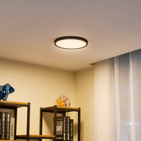 Lampa sufitowa LED Pravin Lindby, czarny, salon / jadalnia, tworzywo sztuczne, nowoczesny
