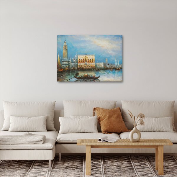 Obraz - Gondola przejeżdżająca przez Wenecję, obraz olejny (70x50 cm)