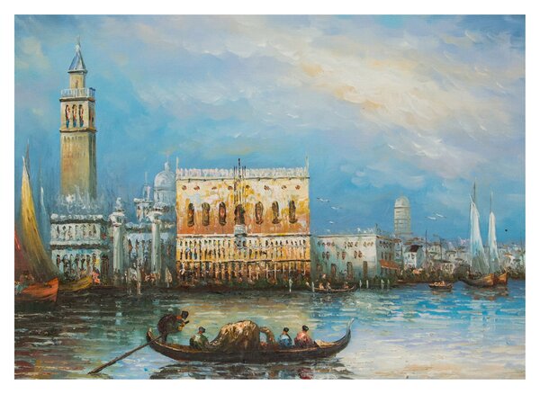 Obraz - Gondola przejeżdżająca przez Wenecję, obraz olejny (70x50 cm)