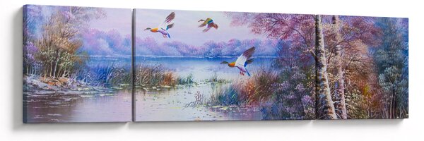 Obraz - Idzie jesień, obraz olejny (170x50 cm)