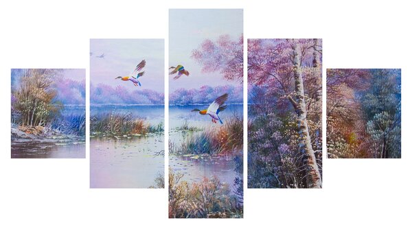 Obraz - Idzie jesień, obraz olejny (125x70 cm)