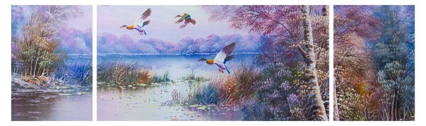 Obraz - Idzie jesień, obraz olejny (170x50 cm)