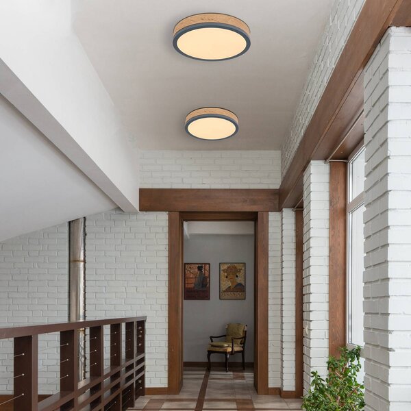 Globo Lampa sufitowa Doro, czarny, salon / jadalnia, drewno, nowoczesny