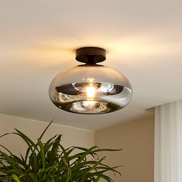 Lampa sufitowa Zehra Lindby, możliwość ściemniania, czarny, przedpokój, szkło, nowoczesny