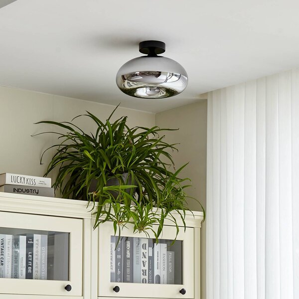 Lampa sufitowa Zehra Lindby, możliwość ściemniania, czarny, przedpokój, szkło, nowoczesny