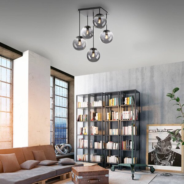 JUST LIGHT. GmbH Lampa sufitowa Big Widow, możliwość ściemniania, czarny, salon / jadalnia, metal, nowoczesny