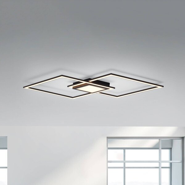 JUST LIGHT. GmbH Lampa sufitowa LED Asmin, możliwość ściemniania, czarny, salon / jadalnia, aluminium, nowoczesny
