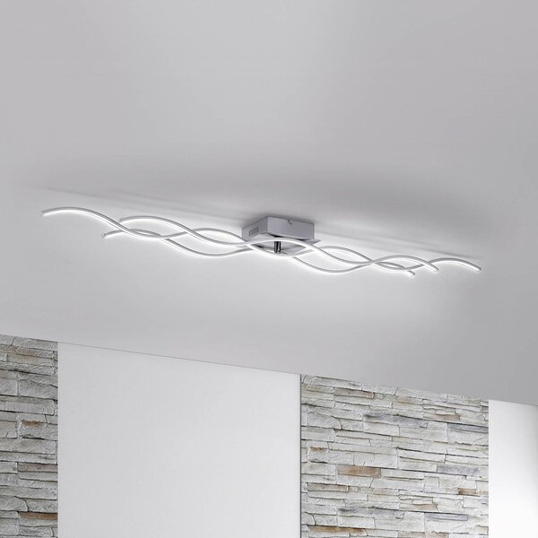JUST LIGHT. GmbH Lampa sufitowa LED Wave, aluminiowy / szary / cynkowy, salon / jadalnia, aluminium, nowoczesny