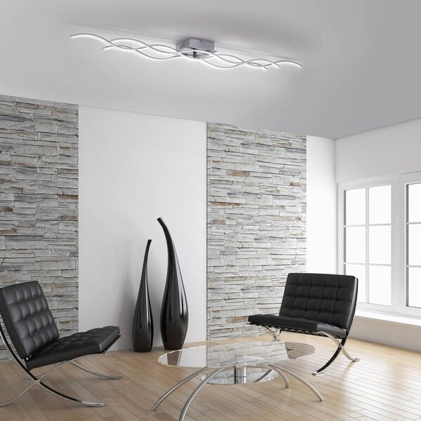 JUST LIGHT. GmbH Lampa sufitowa LED Wave, aluminiowy / szary / cynkowy, salon / jadalnia, aluminium, nowoczesny