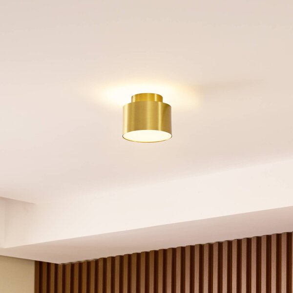 Reflektor LED Lindby Nivoria, 11 x 9 cm, kolor złoty, metalowy Nivoria, mosiężny / złoty, salon / jadalnia, aluminium, nowoczesny
