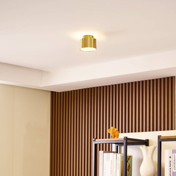 Reflektor LED Lindby Nivoria, 11 x 9 cm, kolor złoty, metalowy Nivoria, mosiężny / złoty, salon / jadalnia, aluminium, nowoczesny