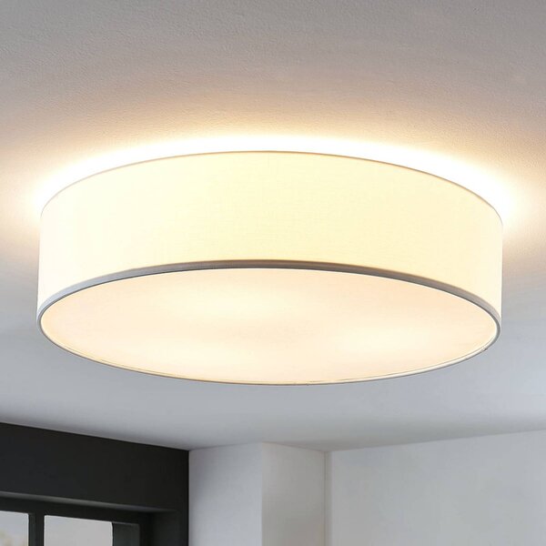 Lampa sufitowa Gordana Lindby, możliwość ściemniania, biały / opal, salon / jadalnia, tkanina / materiał / jedwab, nowoczesny