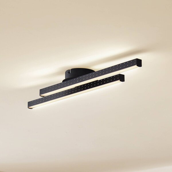 Lampa sufitowa LED Aurendor Lindby, czarny, salon / jadalnia, aluminium, nowoczesny