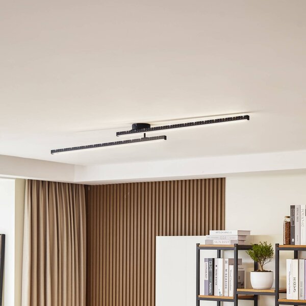 Lampa sufitowa LED Aurendor Lindby, czarny, salon / jadalnia, aluminium, nowoczesny