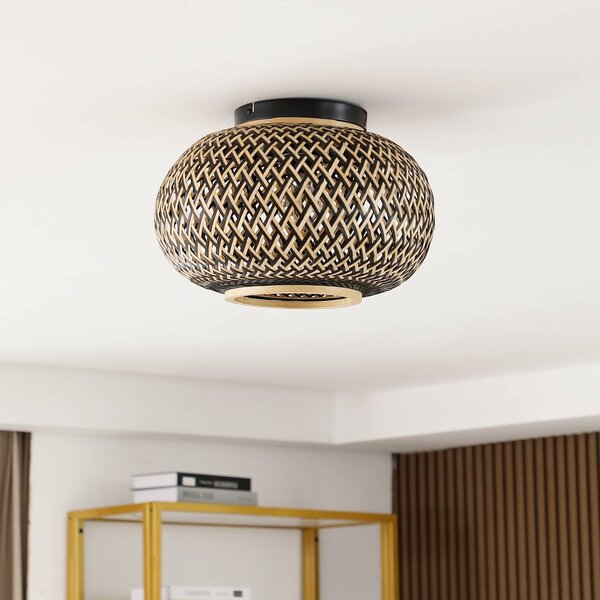 Lampa sufitowa Nerys Lindby, możliwość ściemniania, ciemne drewno, salon / jadalnia, drewno, dworkowy / rustykalny