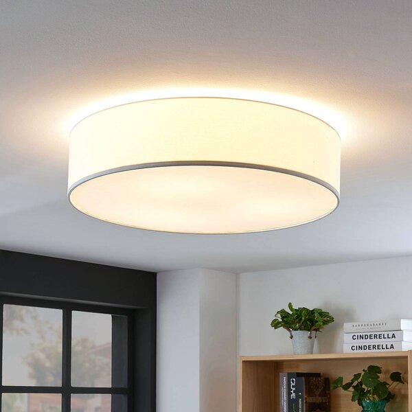 Lampa sufitowa Gordana Lindby, możliwość ściemniania, biały / opal, salon / jadalnia, tkanina / materiał / jedwab, nowoczesny