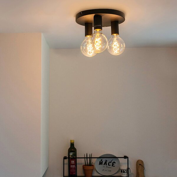 Lampa sufitowa Facil QAZQA, możliwość ściemniania, czarny, salon / jadalnia, metal