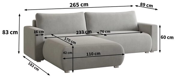 Kremowa, rozkładana, narożna sofa MONORA, dwustronna