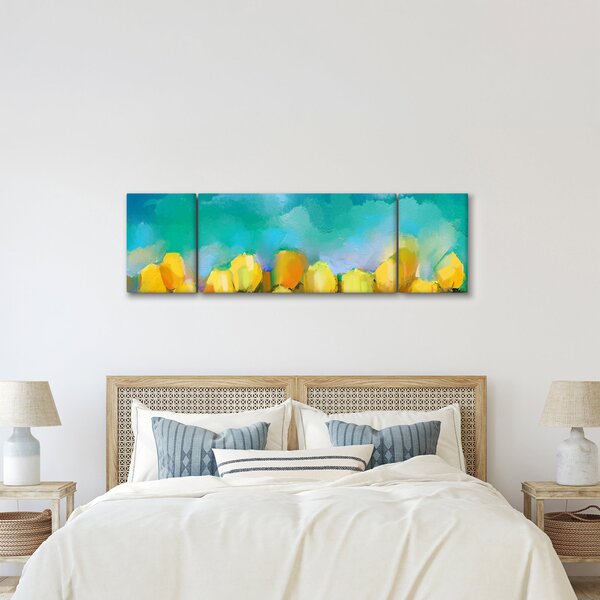 Obraz żółtych tulipanów (170x50 cm)