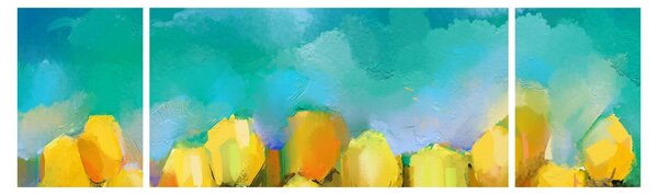 Obraz żółtych tulipanów (170x50 cm)
