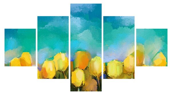 Obraz żółtych tulipanów (125x70 cm)