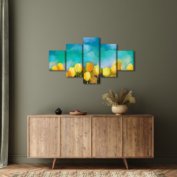 Obraz żółtych tulipanów (125x70 cm)
