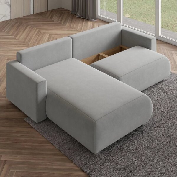 Kremowa, rozkładana, narożna sofa MONORA, dwustronna