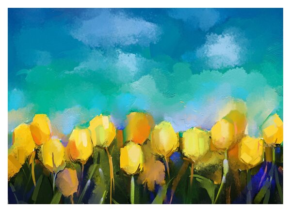 Obraz żółtych tulipanów (70x50 cm)