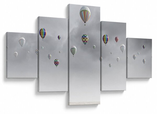 Obraz - Balony nad ceglaną ścianą (125x70 cm)