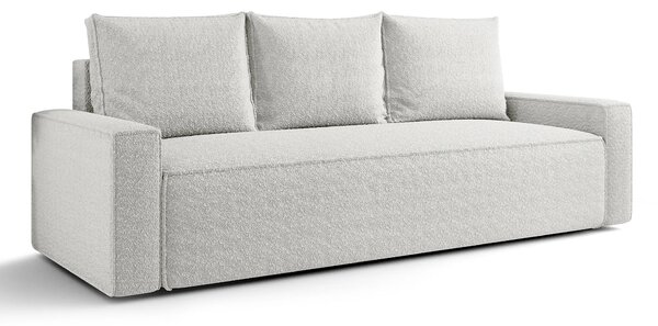 Biała sofa rozkładana boucle z pojemnikiem T7-A72