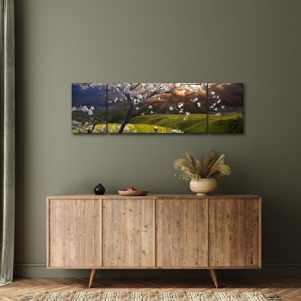 Obraz - Kwitnące drzewo w krajobrazie (170x50 cm)
