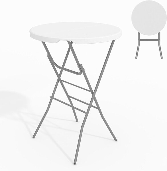 Składany okrągły stół barowy Ø80x110 cm, blat HDPE, wodoodporny, na imprezy i do ogrodu, wytrzymały do 160 kg