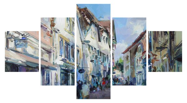 Obraz - Aleja starego miasta, malarstwo akrylowe (125x70 cm)