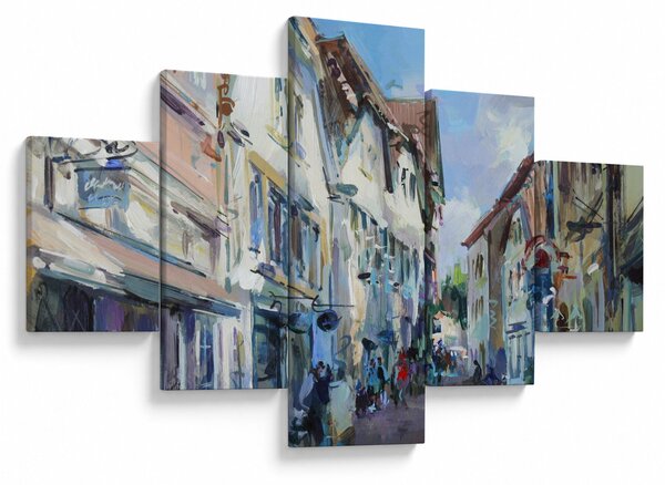 Obraz - Aleja starego miasta, malarstwo akrylowe (125x70 cm)