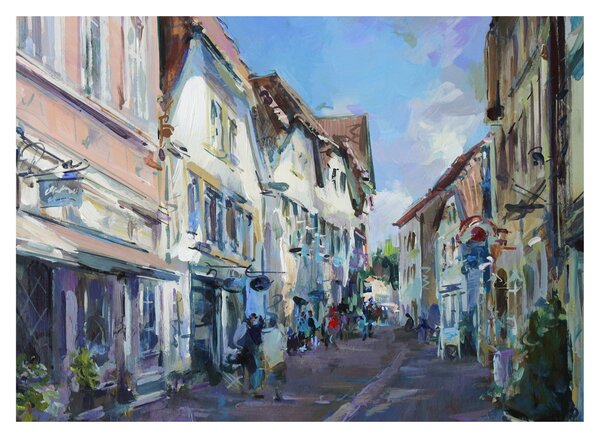 Obraz - Aleja starego miasta, malarstwo akrylowe (70x50 cm)