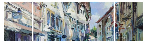 Obraz - Aleja starego miasta, malarstwo akrylowe (170x50 cm)