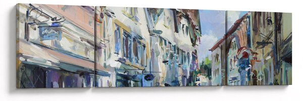 Obraz - Aleja starego miasta, malarstwo akrylowe (170x50 cm)