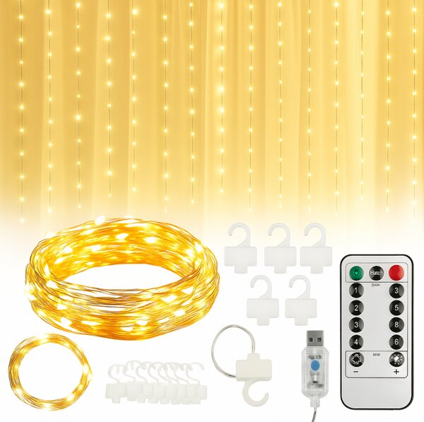 Kurtyna świetlna LED STAR RAIN 3x3 m, ciepła biel