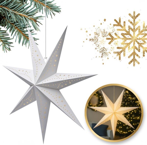 Świąteczna papierowa gwiazda siedmioramienna STARION 60 cm, biała