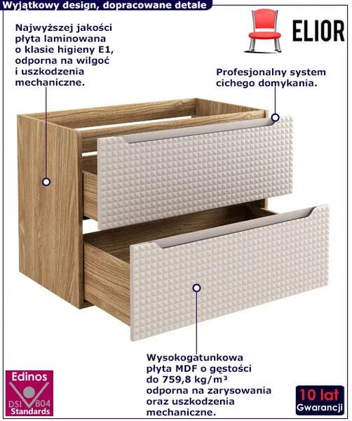 Beżowa szafka łazienkowa z szufladami 80 cm R0-K58